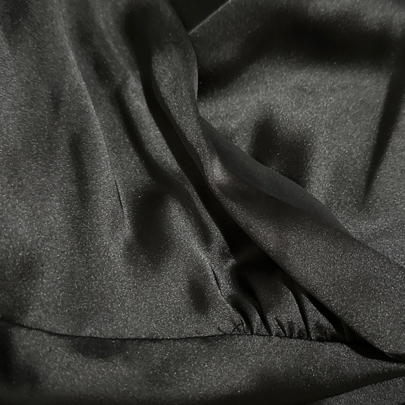 304 ZARA | NWOT Black Satin Slip Dress Button Front Midi Evening Dress (Size L) - Picture 15 of 15